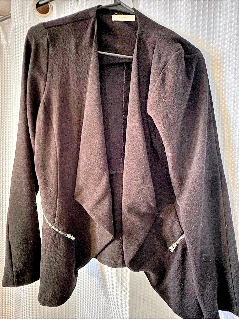 Elodie Black Draped Zip Pocket Blazer Size Large